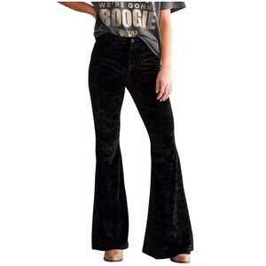 NWT Wrangler Retro Velvet Flare Jeans Women 28x34 Black High Rise Bell Bottoms
